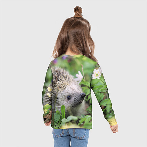 Детский лонгслив Лесной ёжик в траве / 3D-принт – фото 6