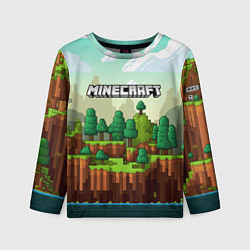 Лонгслив детский Minecraft logo квадратный мир, цвет: 3D-принт