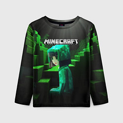 Лонгслив детский Minecraft девушка и зеленые ступени блоки тропинки, цвет: 3D-принт