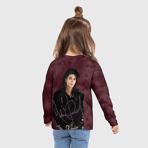 Детский лонгслив Michael Jackson на бордовом фоне / 3D-принт – фото 6