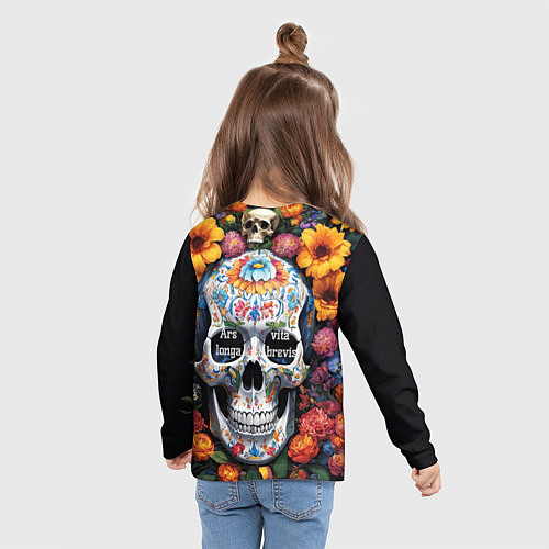 Детский лонгслив Bright colors and a skull / 3D-принт – фото 6