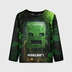 Лонгслив детский Minecraft зеленый персонаж в пещере, цвет: 3D-принт