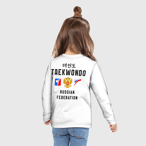 Детский лонгслив Тхэквондо Россия / 3D-принт – фото 6