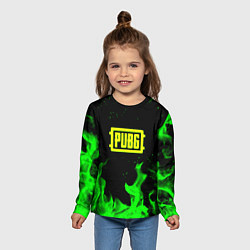 Лонгслив детский PUBG кислотное лого огненный стиль, цвет: 3D-принт — фото 2