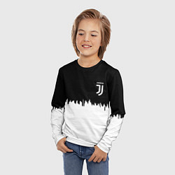 Лонгслив детский Juventus белый огонь текстура, цвет: 3D-принт — фото 2