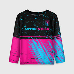 Лонгслив детский Aston Villa - neon gradient посередине, цвет: 3D-принт