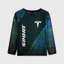 Детский лонгслив Tesla sport glitch blue