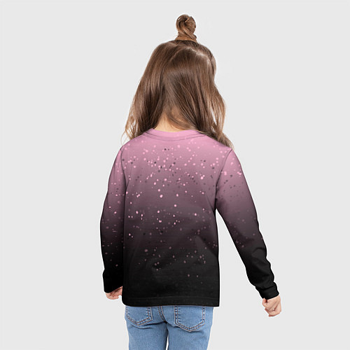 Детский лонгслив Градиент тёмный розовый брызги / 3D-принт – фото 6
