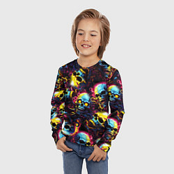 Лонгслив детский Разноцветные черепушки с щупальцами, цвет: 3D-принт — фото 2