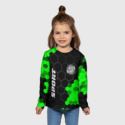 Лонгслив детский Chrysler green sport hexagon, цвет: 3D-принт — фото 2