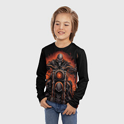 Лонгслив детский Скелет из ада едет на старом мотоцикле, цвет: 3D-принт — фото 2