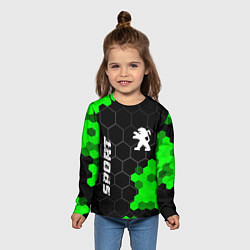 Лонгслив детский Peugeot green sport hexagon, цвет: 3D-принт — фото 2