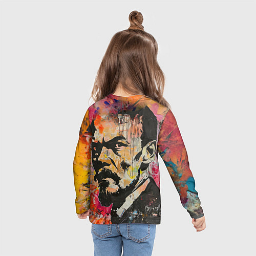 Детский лонгслив Граффити портрет Владимира Ленина / 3D-принт – фото 6