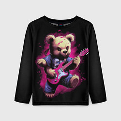 Лонгслив детский Плюшевый медведь музыкант с гитарой, цвет: 3D-принт