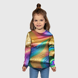 Лонгслив детский Жидкий радужный металл, цвет: 3D-принт — фото 2