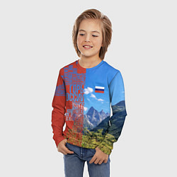 Лонгслив детский Горы России с флагом, цвет: 3D-принт — фото 2
