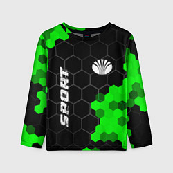 Лонгслив детский Daewoo green sport hexagon, цвет: 3D-принт