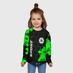 Лонгслив детский Yamaha green sport hexagon, цвет: 3D-принт — фото 2