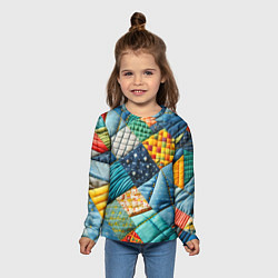 Лонгслив детский Лоскутное одеяло - пэчворк, цвет: 3D-принт — фото 2