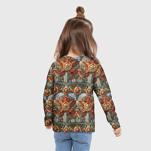 Детский лонгслив С днем Победы стиль СССР / 3D-принт – фото 6