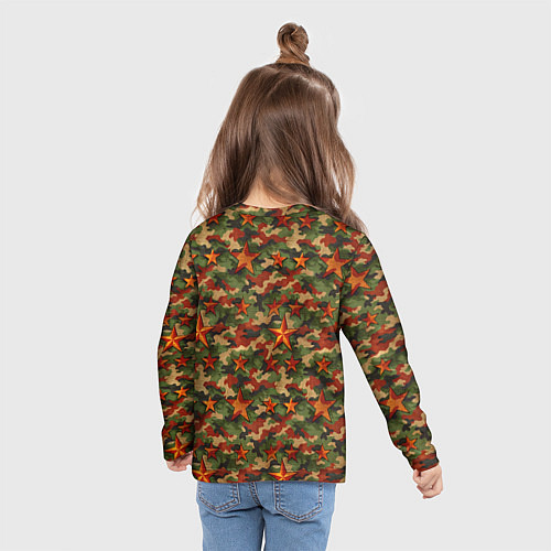 Детский лонгслив Камуфляж со звездами СССР / 3D-принт – фото 6