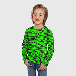 Лонгслив детский Чёрные полосы на зелёном фоне, цвет: 3D-принт — фото 2