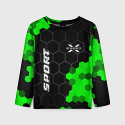 Лонгслив детский Exeed green sport hexagon, цвет: 3D-принт