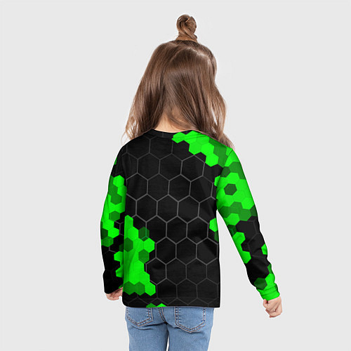 Детский лонгслив Mitsubishi green sport hexagon / 3D-принт – фото 6