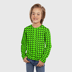 Лонгслив детский Зелёные лепестки шестиугольники, цвет: 3D-принт — фото 2