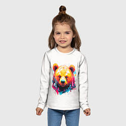Лонгслив детский Мишка в городе: голова медведя на фоне красочного, цвет: 3D-принт — фото 2