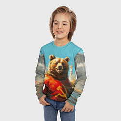 Лонгслив детский Медведь с гербом СССР, цвет: 3D-принт — фото 2