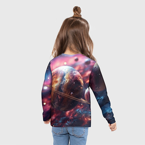 Детский лонгслив Объемный космос и планеты / 3D-принт – фото 6
