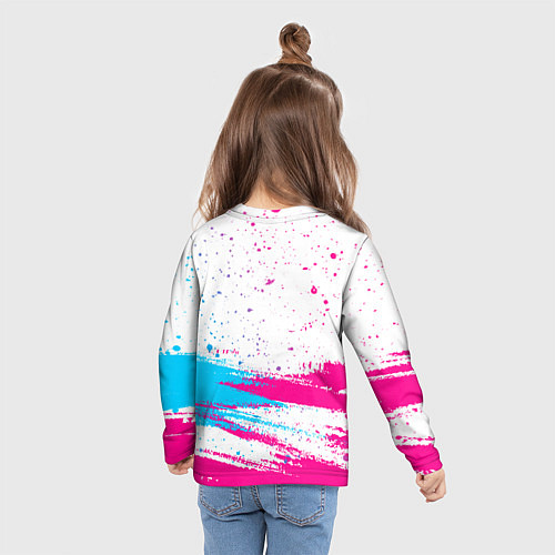 Детский лонгслив Galatasaray neon gradient style посередине / 3D-принт – фото 6