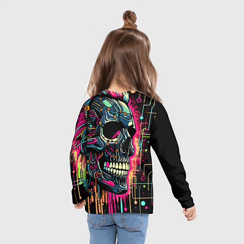 Детский лонгслив Кибер череп - нейросеть / 3D-принт – фото 6