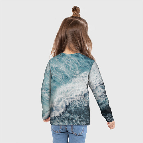 Детский лонгслив Морская бирюзовая волна / 3D-принт – фото 6