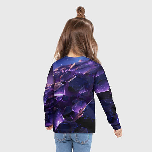 Детский лонгслив Фиолетовые неоновые камни со светом / 3D-принт – фото 6