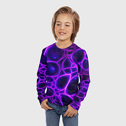 Лонгслив детский Фиолетовы неоновые соты, цвет: 3D-принт — фото 2