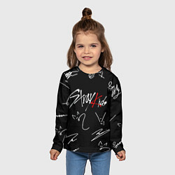 Лонгслив детский Stray kids автографы лого, цвет: 3D-принт — фото 2