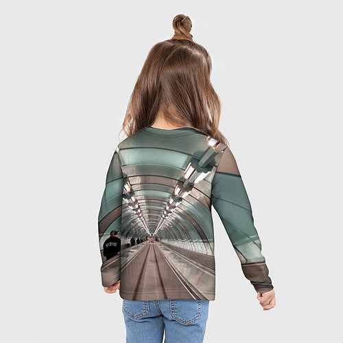 Детский лонгслив Траволатор на станции метро Спортивная в Петербург / 3D-принт – фото 6