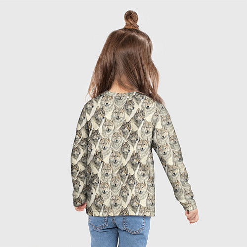 Детский лонгслив Паттерн лесного волка / 3D-принт – фото 6