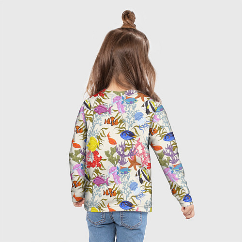 Детский лонгслив Морские обитатели моря / 3D-принт – фото 6