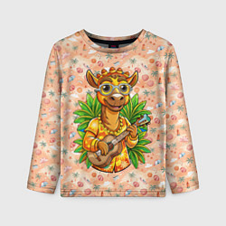 Лонгслив детский Жираф играет на гитаре, цвет: 3D-принт