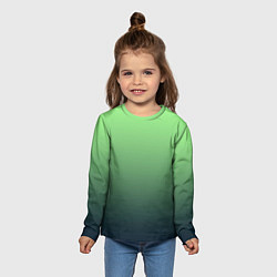 Лонгслив детский Градиент зелёный в синий, цвет: 3D-принт — фото 2