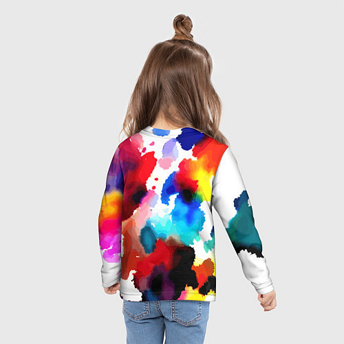 Детский лонгслив Абстрактная акварельная композиция / 3D-принт – фото 6