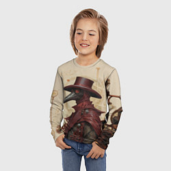 Лонгслив детский Чумной доктор в бардовых одеяниях, цвет: 3D-принт — фото 2