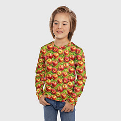 Лонгслив детский Румяные яблоки паттерн, цвет: 3D-принт — фото 2
