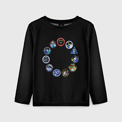 Лонгслив детский NASA круг логотипов, цвет: 3D-принт