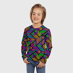 Лонгслив детский Линии лабиринта спектрального цвета, цвет: 3D-принт — фото 2