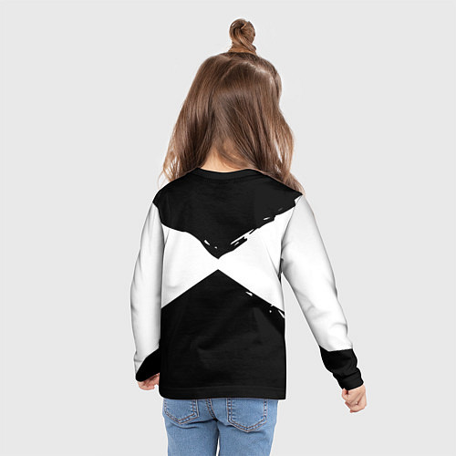 Детский лонгслив Герб рф абстрактные краски / 3D-принт – фото 6