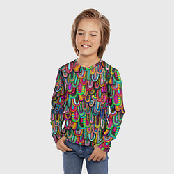 Лонгслив детский Абстрактные перья в стиле бохо, цвет: 3D-принт — фото 2